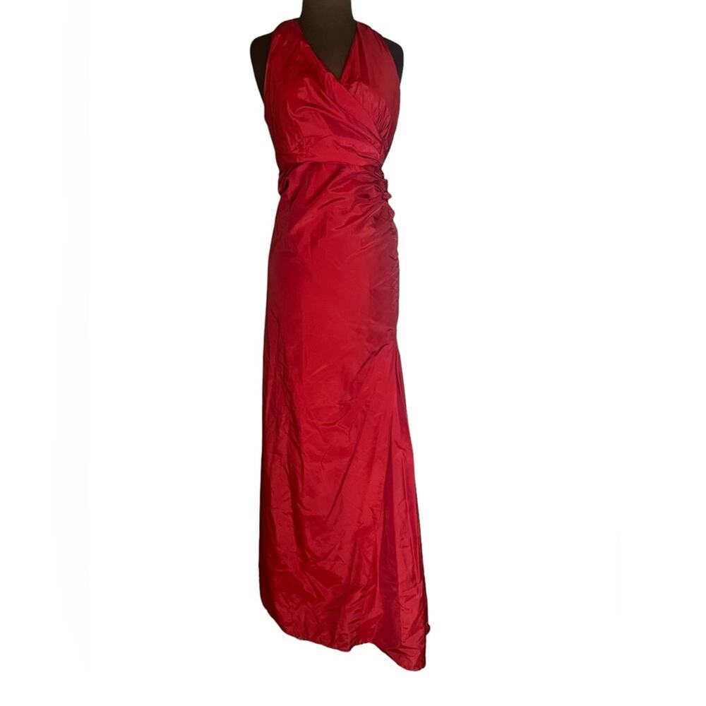 Y2K Red Satin Feminine Halter Maxi Dress 8 Mobwife Formal Prom Mermaid Romantic